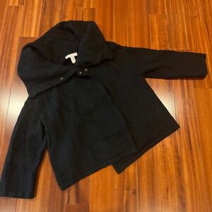 Cashmere Merino Wool Sweater Banana Republic Black Knit Textured Cardigan XL